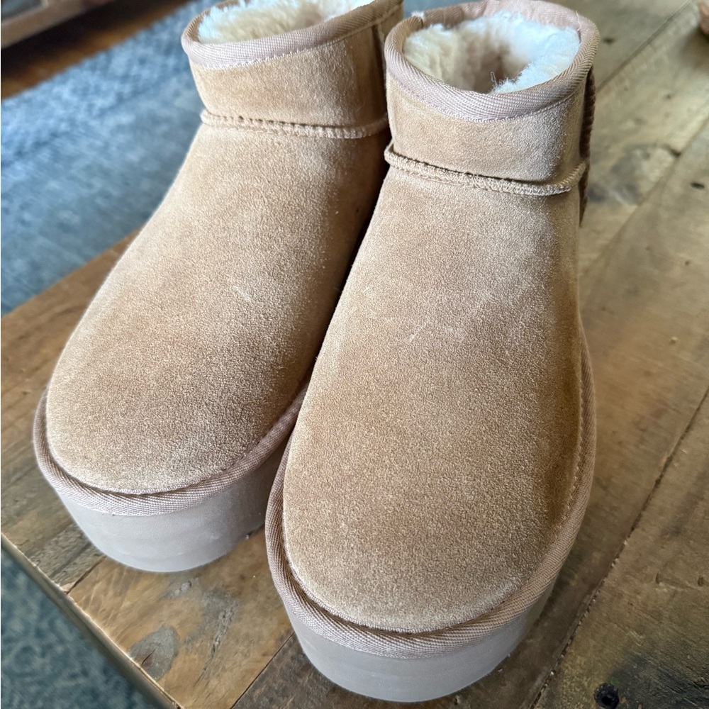 UGG Chestnut Sheepskin Lined Boots Ulta Platform Mini